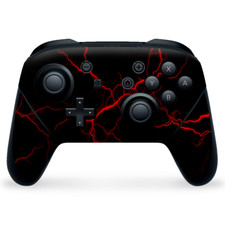 Nintendo Switch Pro Controller Skin Decal Vinyl Wrap - Red Lightning Bolts