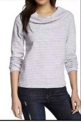Standard James Perse Heathered Gray Striped Drape Boat Neck Top Size 3 Large