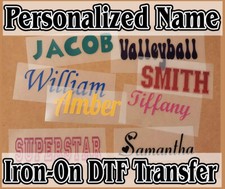 Custom Personalized Color Name Iron On Transfer DTF Films for T shirt Decal