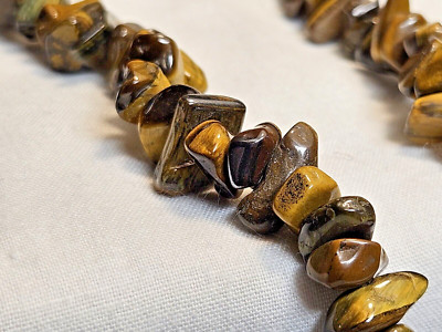 Lot of 3 16'' Strands Garnet and Tigereye Polished Chips Beads Jewelry Making