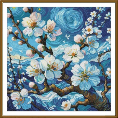 Counted Cross Stitch Kit Almond blossoms Flowers DIY Nova Sloboda