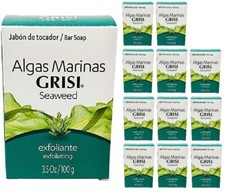 12 BARS NATURAL SOAP SEAWEED GRISI EXFOLIATING NT WT 3.5 OZ ALGAS MARINAS NEW