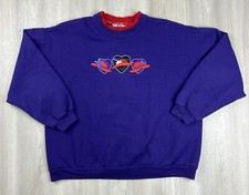 Vintage Morning Sun Top Stitch Embroidered Purple Crewneck Sweatshirt Small