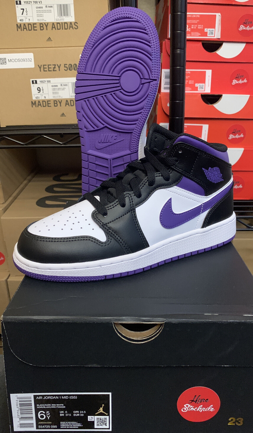 Jordan Niño 1 Mid Negro/Iris Oscuro-Blanco (640735 095)