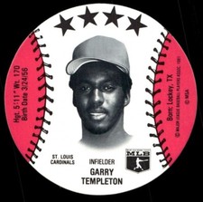 1981 Peter Pan Sunbeam MSA Disc Garry Tempelton St. Louis Cardinals NM-MT