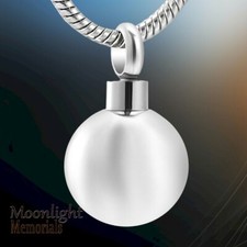New Polished Stainless Steel Ball Cremation Urn Keepsake Ashes Memorial Necklace