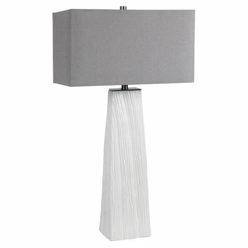 UTTERMOST 28383 SYCAMORE HAND-CARVED GLOSS WHITE CERAMIC TABLE LAMP - Picture 6 of 6