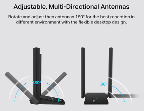 TP-Link WiFi 6 AX1800 Adaptateur USB 3.0 1800Mbps Haut Gain Double Bande 5dBi Antenne - Photo 3/4