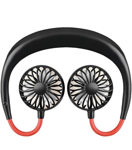 Portable USB Rechargeable Neckband Sport Fan Lazy Neck Hanging Dual Cooling Fan
