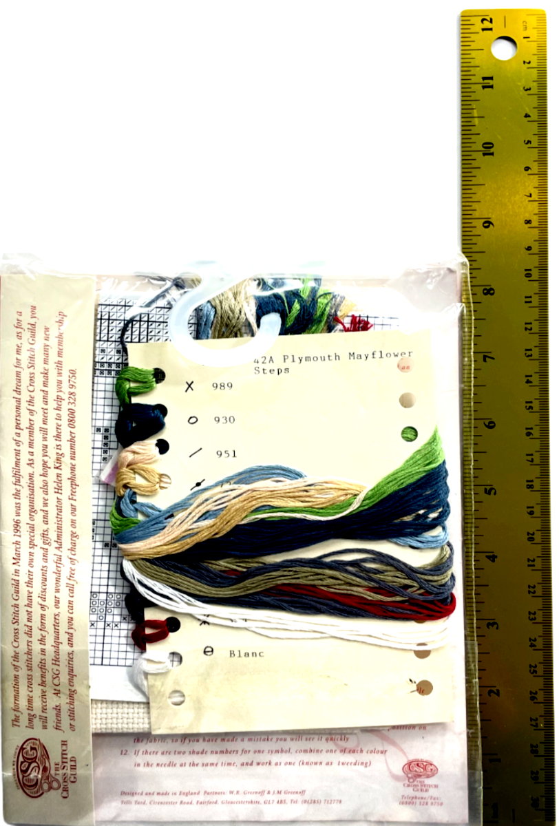 Jane Greenoff Vtg Cross Stitch Kit MAYFLOWER STEPS PLYMOUTH 14Ct