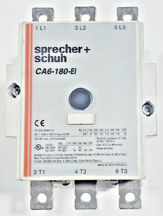 SPRECHER+SCHUH CA6-180-EI Used Working Motor Control Contactor