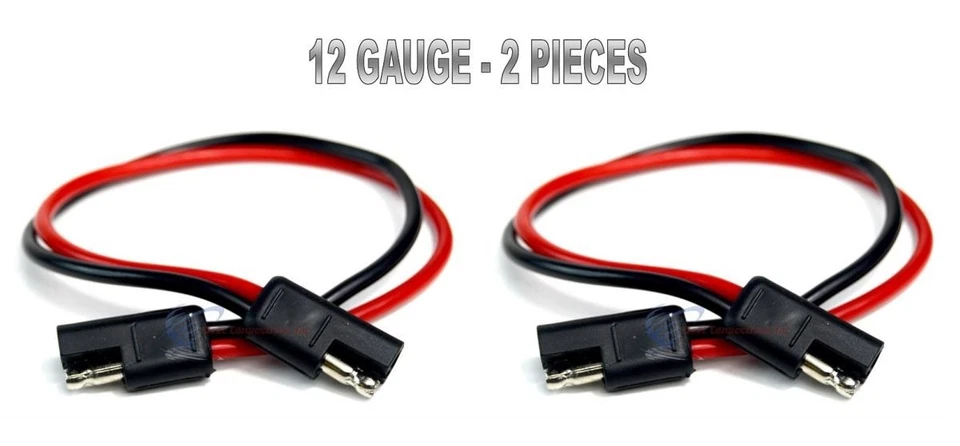 2 Pieces 12 Gauge 12" Quick Disconnect Power Cable 2 Pin Wire Harness - Image 2 of 4