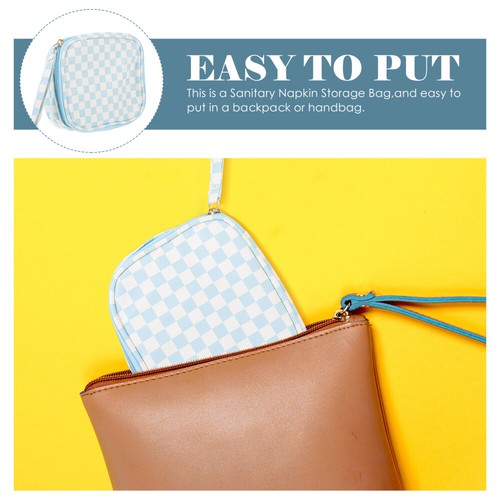 Checkerboard Storage Bag Washable Period Sanitary Pad Travel Girl - Picture 12 of 12