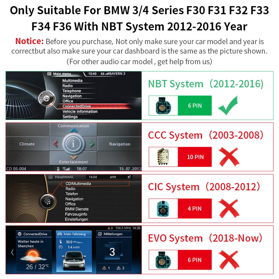 10.25' CarPlay Touchscreen Multimedia For BMW NBT F30 F31 F32 F33 F34 F36 F80  - Image 3 of 4
