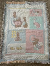 Quiltex Beatrix Potter Peter Rabbit Afghan Toddler Baby Fringed Blanket Nursery