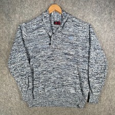 Robe Di Kappa Jumper Mens Medium Blue White Omini Knit 1/4 Button Preppy Top