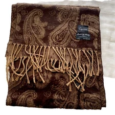 Cejon Italian Woven Acrylic Dark Brown /Light Brown Paisley Scarf One Size