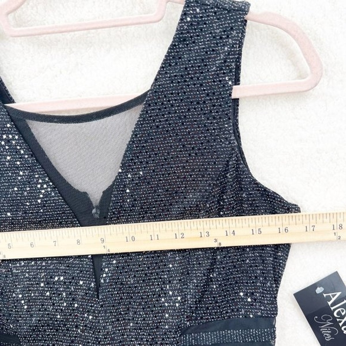 Alexa B nites black sleeveless sequins hi low Mesh Neck Alexa B nites black sleeveless sequins hi low Mesh Neck