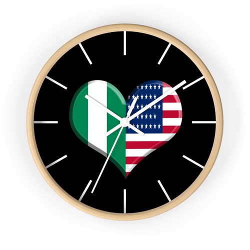 Reloj de Pared Corazón Bandera Nigeriana Americana Orgullo Nigeria Orgullo Americano - Imagen 5 de 10