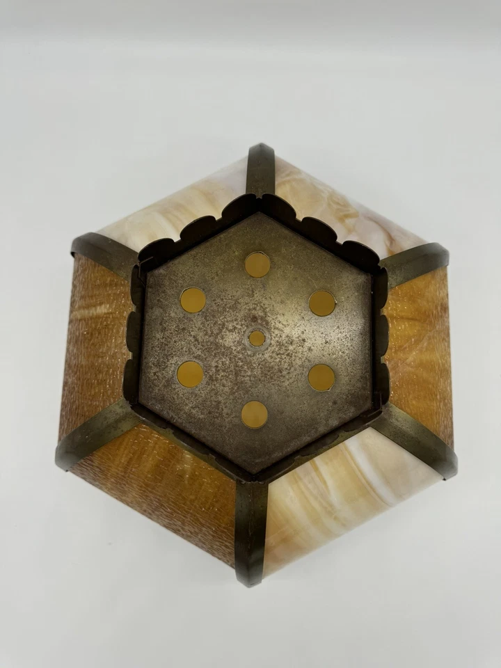 Lámpara colgante antigua vintage de vitral marrón y beige FNF Foto 2 de 4