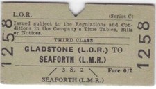 Liverpool Overhead Railway Ticket Gladstone to Seaforth (L.M.R.)