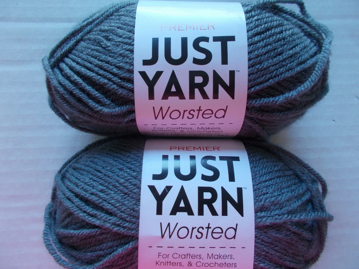 Premier Just Yarn worsted yarn, Slate, lot of 2 (131 yds each)