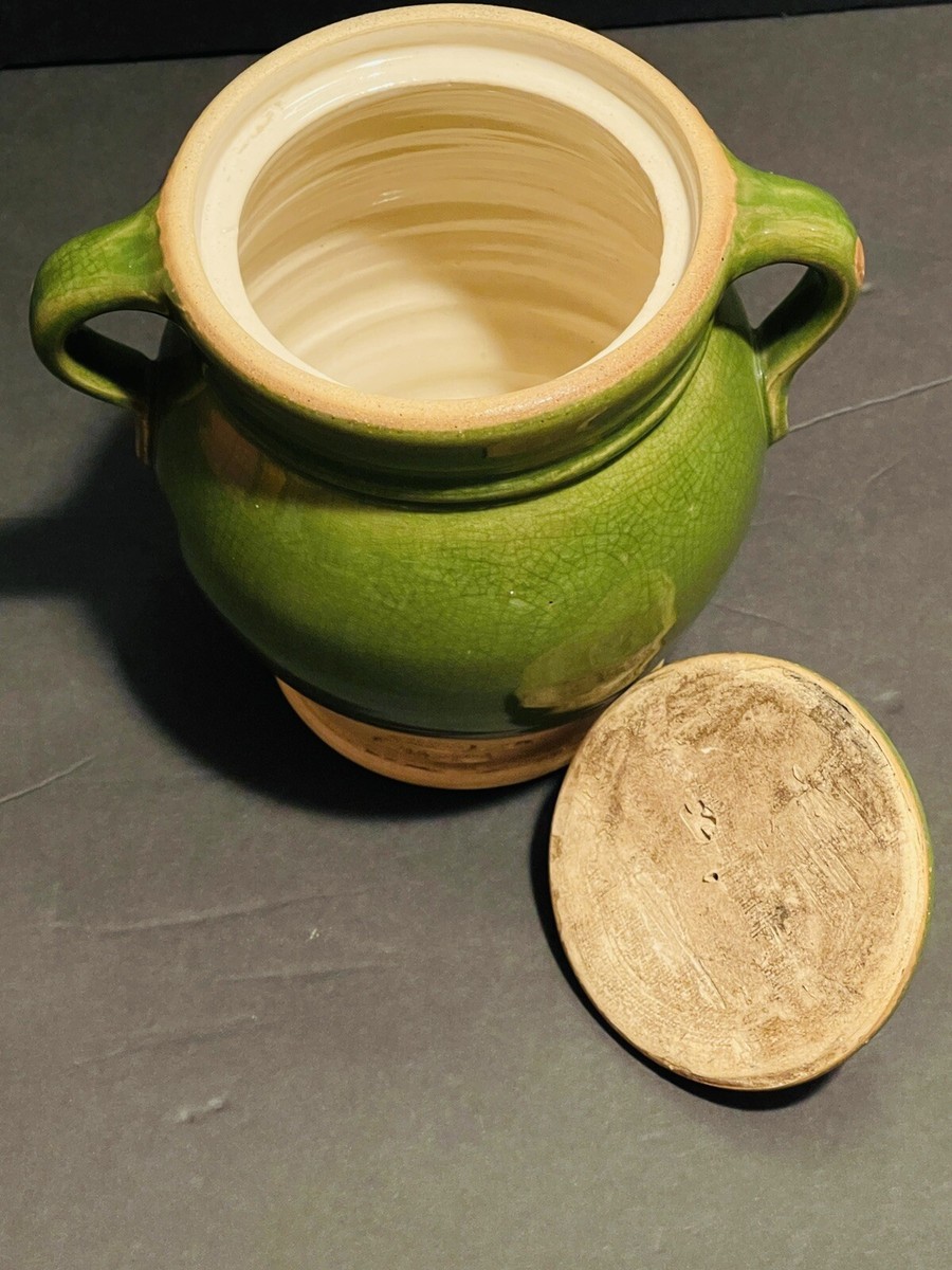 Rowe Pottery Works Cambridge, Wisconsin Green Jug Crock Salt Rowe Pottery Works Cambridge, Wisconsin Green Jug Crock Salt