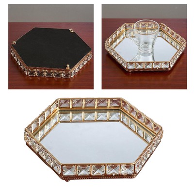 Crystal Mirrored Tray Cosmetic Vanity Jewelry Organizer ...