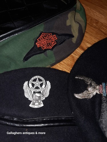 Vintage hats and Harley Davidson penns lot