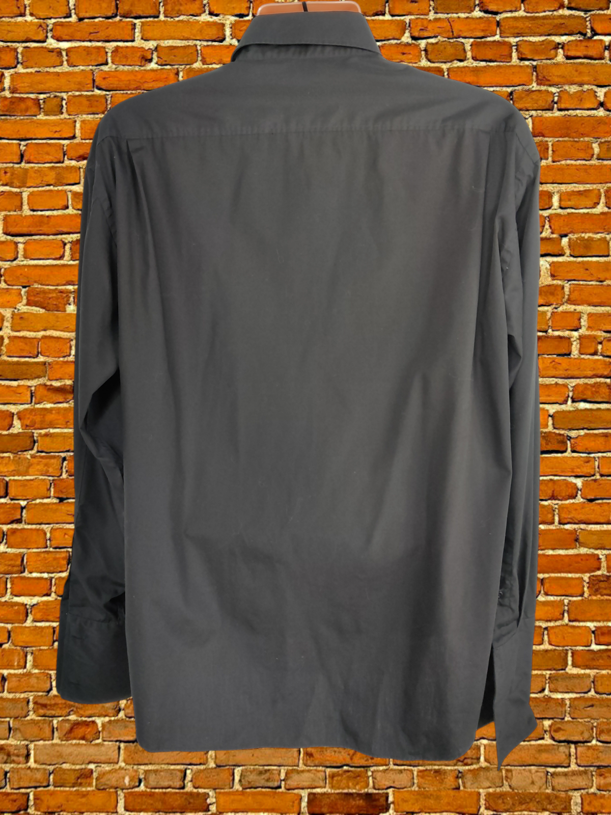 CAMICIA UOMO YVES SAINT LAURENT YSL TAGLIA 17 5" NERA FORMALE DOPPIO POLSINO LAVORO FESTA