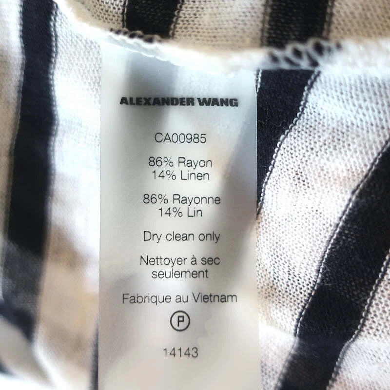 Mini abito da serbatoio a righe T di Alexander Wang bianco nero misto lino taglia media