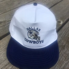 Vtg Dallas Cowboys Snapback Hat NEW OLD STOCK 90s helmet white blue Kroger