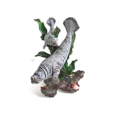 Tender Scene Of A Mother Manatee And Her Baby Swimming Around The Reef Resin...