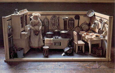 Burrows Spielzeugmuseum, Bad - Deutsche Spielzeugküche um 1905 - unbespielt 70er Jahre