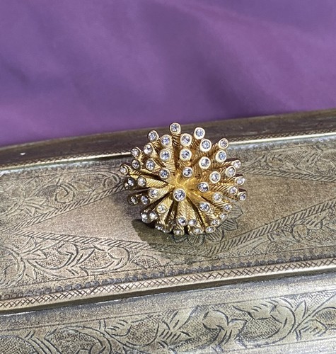 Stella Dot Gold Size 6.5 Ring 40s Inspired Flower Sputnik Design Chrysanthemum - Picture 2 of 4
