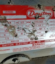 Dayton electric Motor Horsepower 1/3, Rpm 1725/1425, 3PH