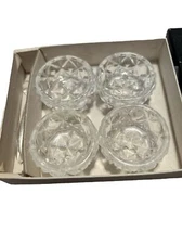 Vintage Emson Japan Cut Glass Salt Cellars with Spoon in Original Box