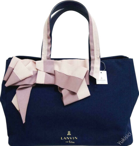 LANVIN en Bleu Japan Ltd Marianne Ribbon Tote Bag-Navy & Pink-NWT