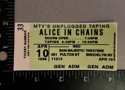 ALICE IN CHAINS MTV UNPLUGGED Concert Ticket VINYL Decal/Sticker 4