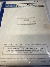 GEC FM VHF RECEIVER BRT 163 MANUAL VINTAGE