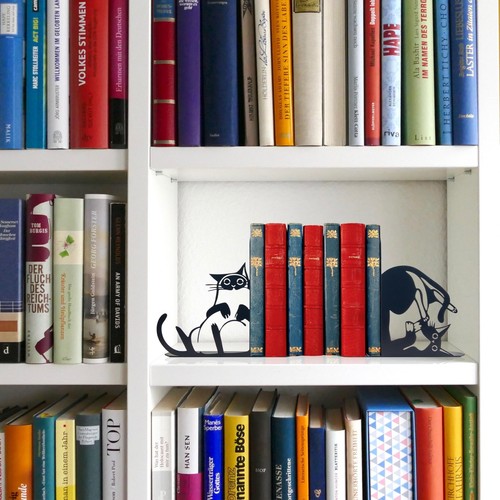 Fermalibri in Metallo per Gatti Carini Fermalibri per Scaffali Libreria Oggetto Decorativo... - Foto 3 di 6