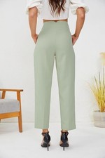 Women  s High Waisted Dress Pants Size Small 4 Light Green Straight Leg Pleated