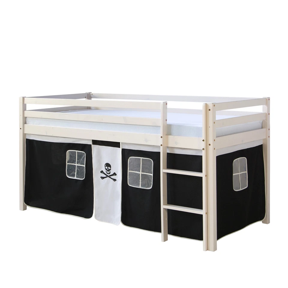 Hochbett 90x200 Kinderbett Rutsche Matratze Stockbett Pirat Vorhang Homestyle4u - Bild 2 von 4