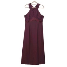 Outrage Vintage Long Dress Plum 14 Lace High Waist Slimming Sleeveless C12101