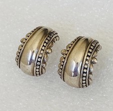 Vintage Sterling Silver 925 Ornate Wide Half hoop Dangle Earrings 9-Grams