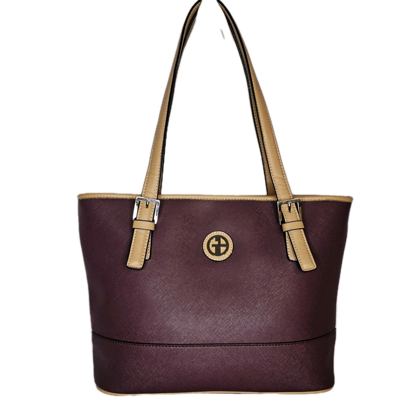 NEW Giani Bernini Saffiano Leather Women's Purse Bag Tote Purple Burgundy Red