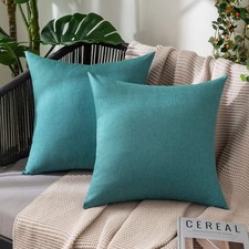 MIULEE Pack of 2 Decorative Outdoor Solid Waterproof Throw Pillow Covers Euro...