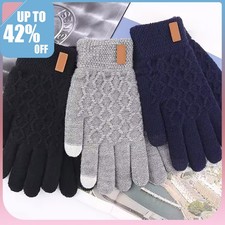 Unisex Mens Womens Warm Winter Thick Thermal Woolly Knitted Stretch Gloves