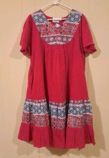 Women's PM National NWT 100% Cotton Housedress Patio Dress Muumuu Boho Pink