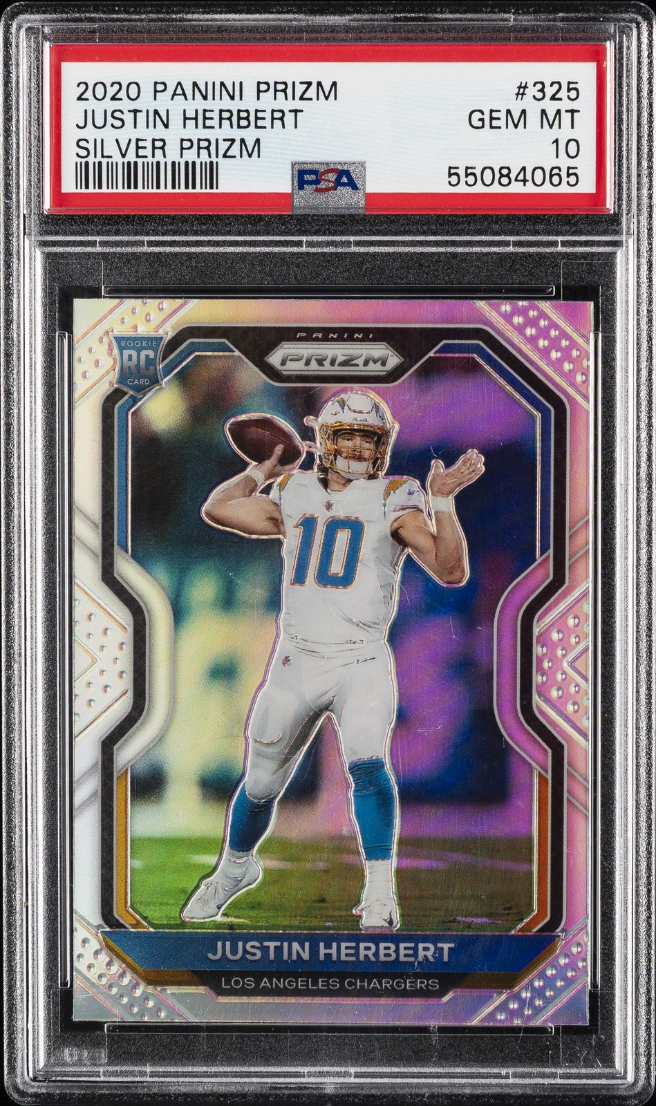 2020 PANINI PRIZM SILVER PRIZM #325 JUSTIN HERBERT ROOKIE RC PSA 10